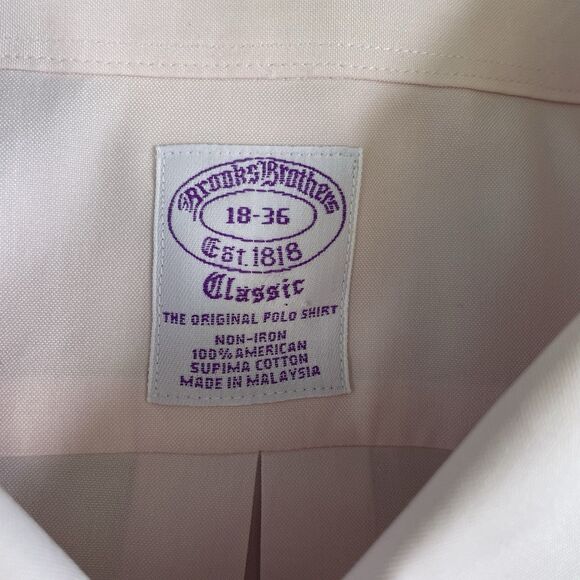 Brooks Brothers Classic Non Iron Dress Shirt Mens Supima Cotton Pink Size 18-36 - Picture 6 of 10